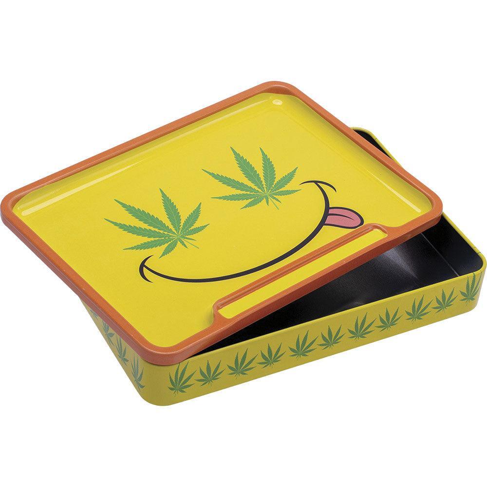 Fujima Leaf Rolling Tray Stash Box | 8"x5.75" | Asst | 6pc Display - SmokeWeed.com