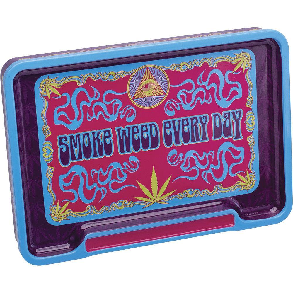 Fujima Leaf Rolling Tray Stash Box | 8"x5.75" | Asst | 6pc Display - SmokeWeed.com