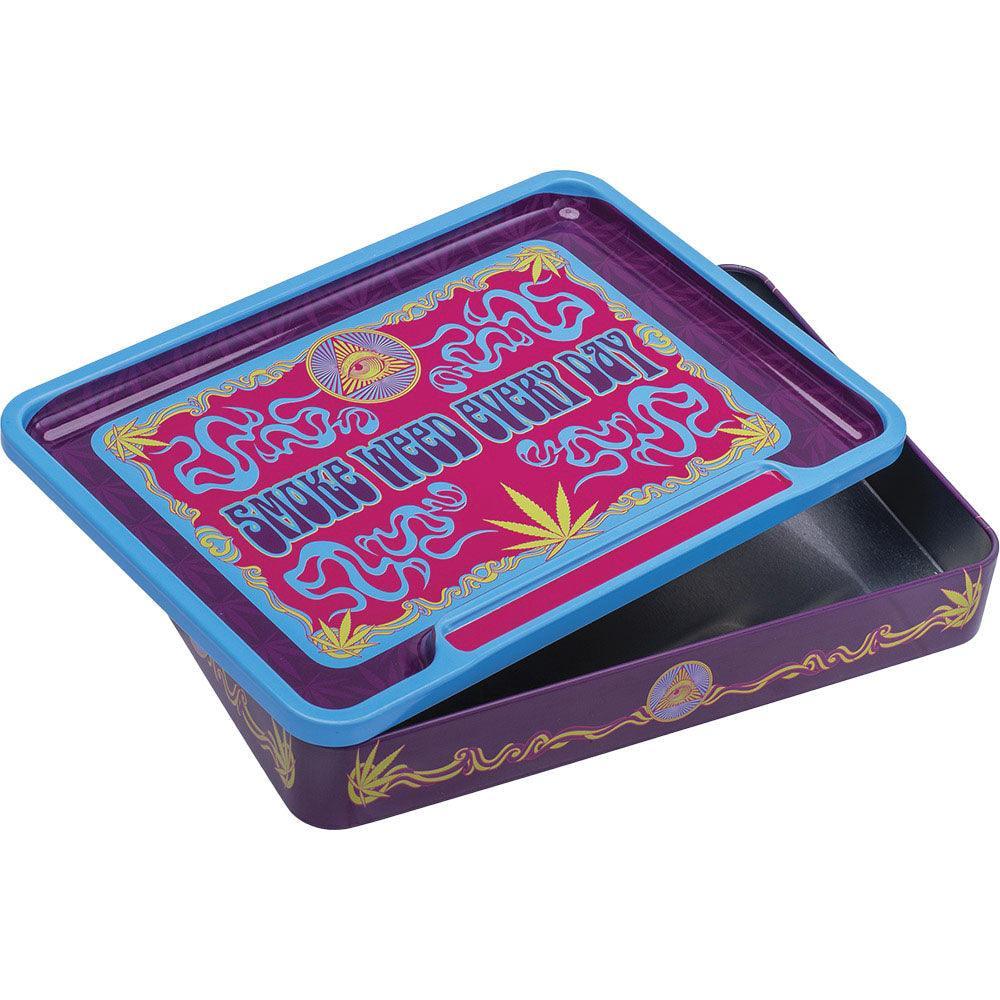 Fujima Leaf Rolling Tray Stash Box | 8"x5.75" | Asst | 6pc Display - SmokeWeed.com