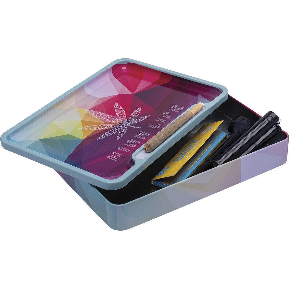 Fujima Leaf Rolling Tray Stash Box | 8"x5.75" | Asst | 6pc Display - SmokeWeed.com