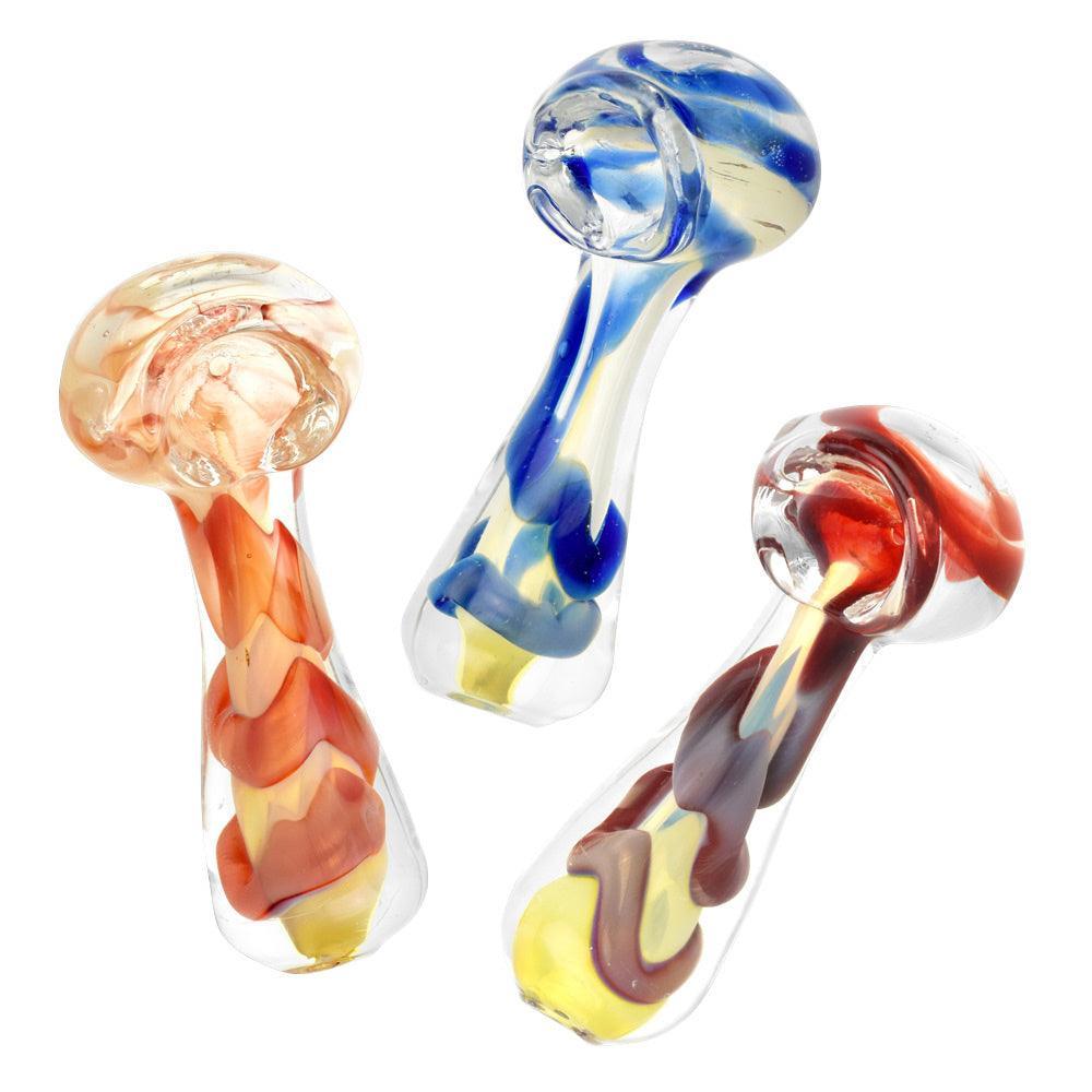 Fumed Jumbo Swirl Spoon Pipe - 3" / Colors Vary - SmokeWeed.com