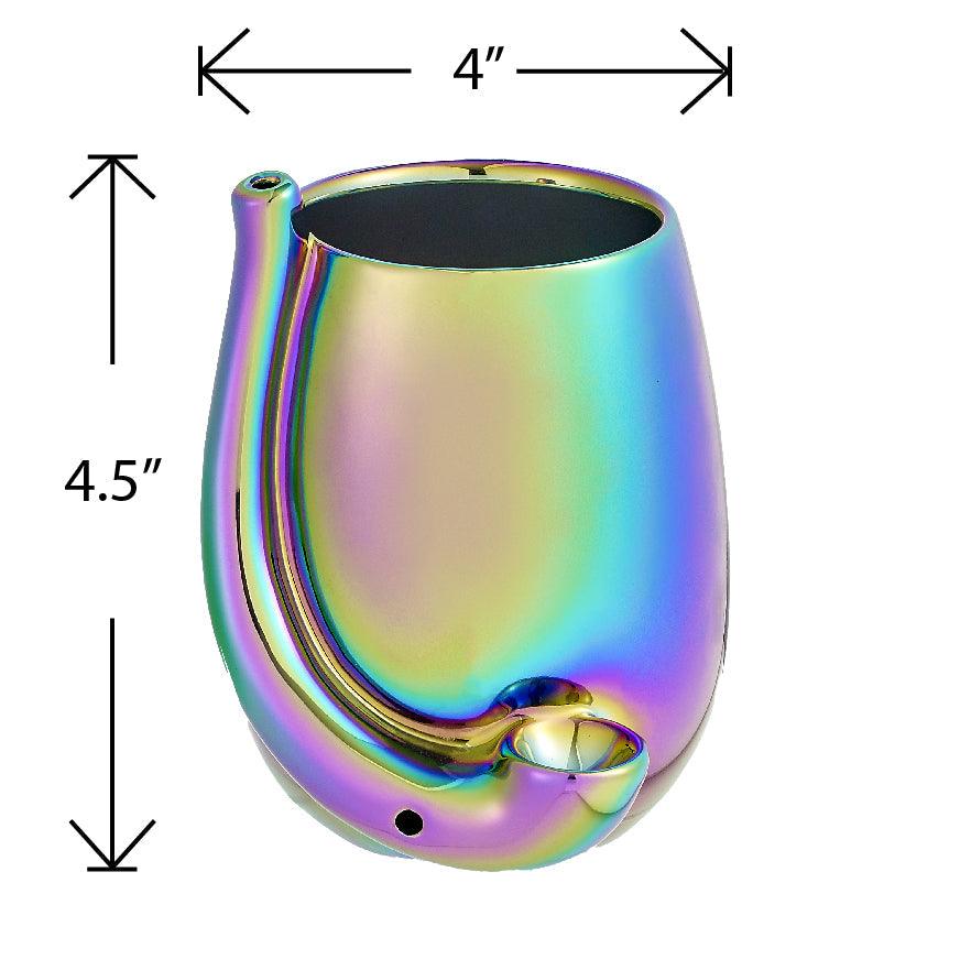 Iridescent Stemless Wine Glass Pipe - SmokeWeed.com