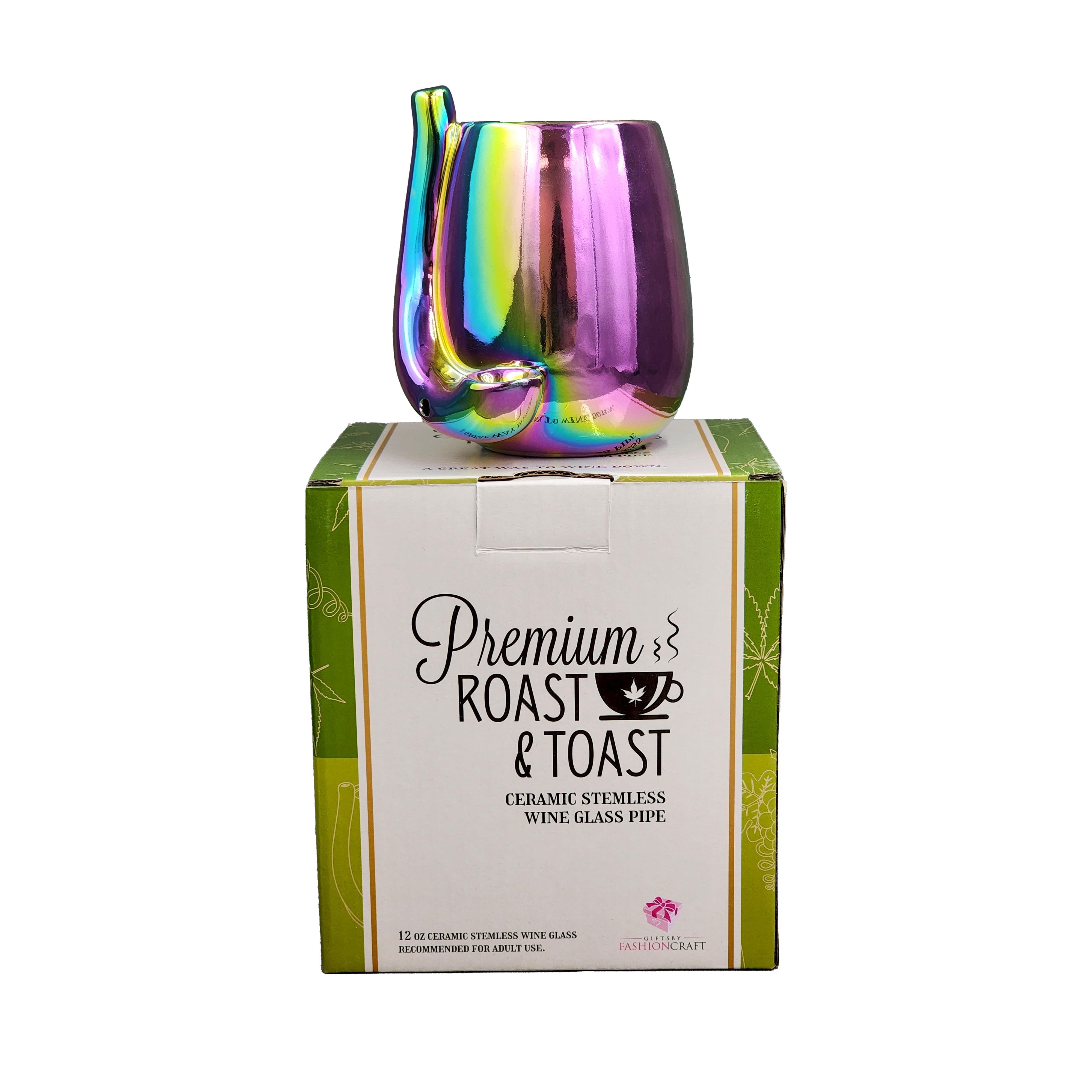 Iridescent Stemless Wine Glass Pipe - SmokeWeed.com