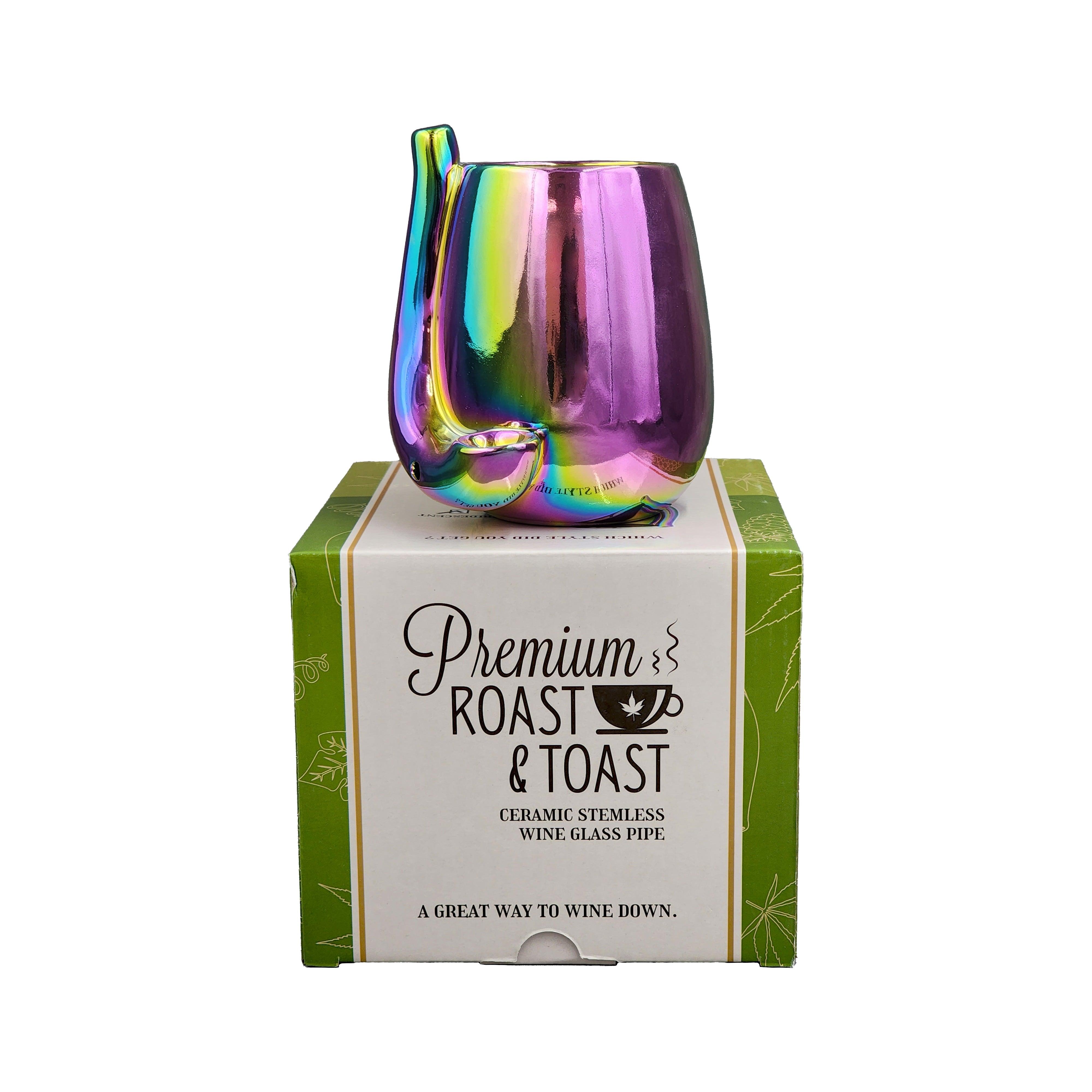 Iridescent Stemless Wine Glass Pipe - SmokeWeed.com