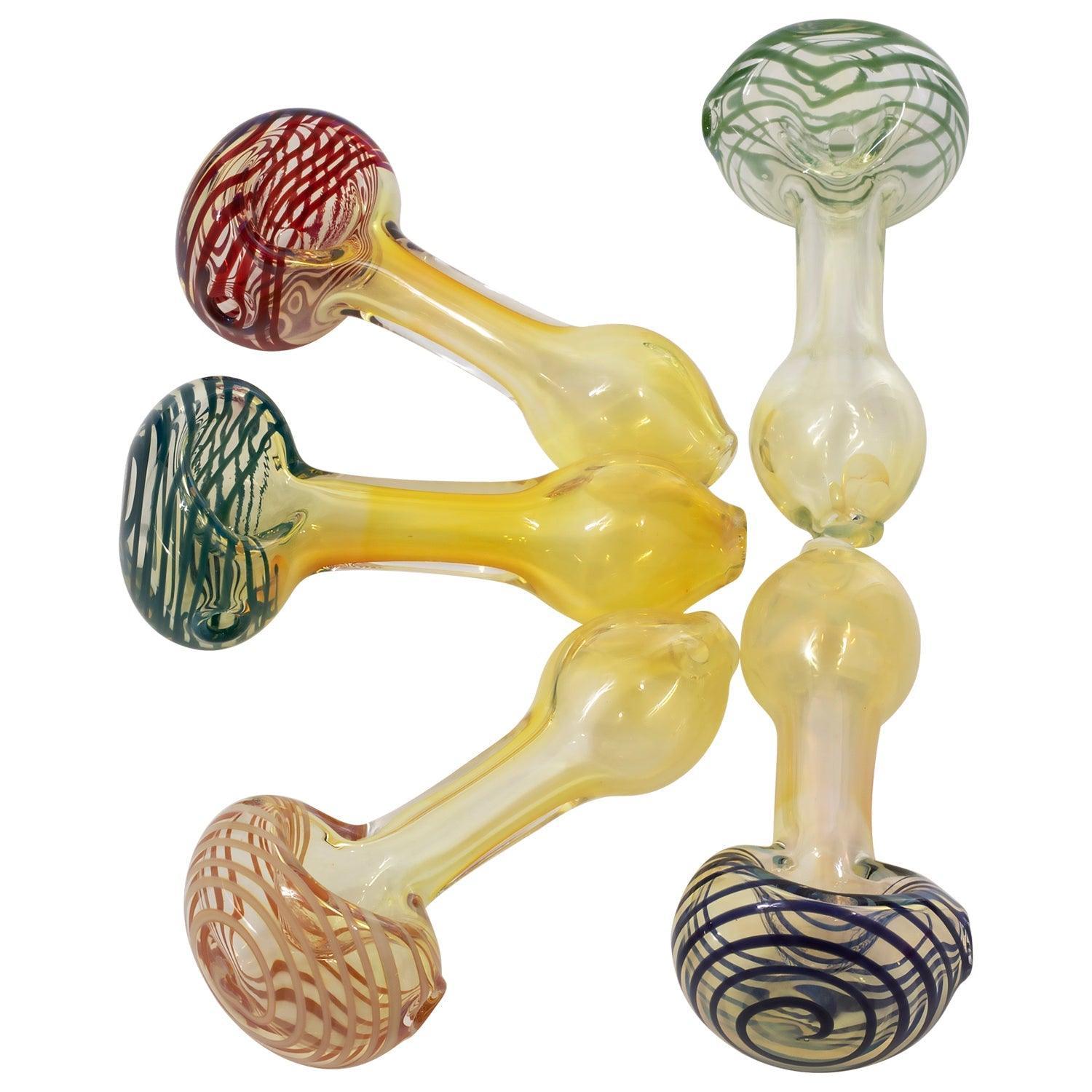 LA Pipes Spiral-Head Color Changing Glass Spoon Pipe - SmokeWeed.com