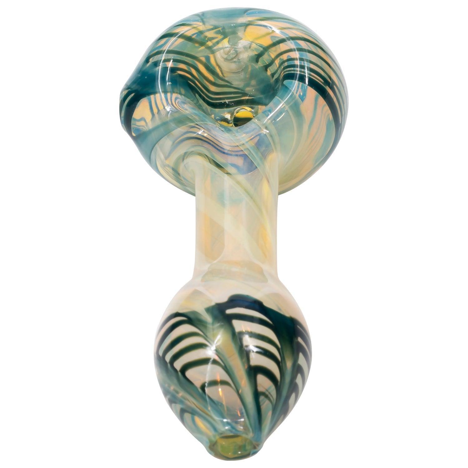 LA Pipes Twisty Cane Spoon Glass Pipe (Various Colors) - SmokeWeed.com