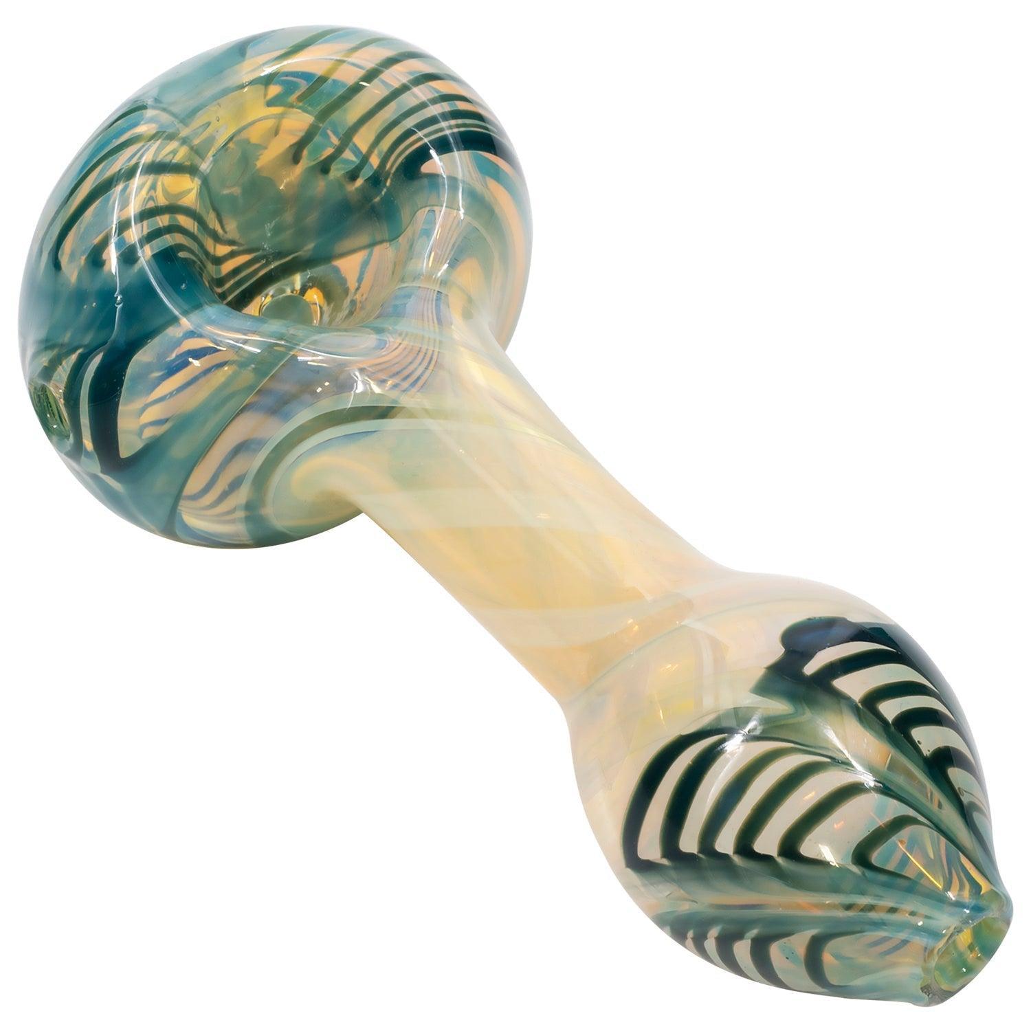 LA Pipes Twisty Cane Spoon Glass Pipe (Various Colors) - SmokeWeed.com