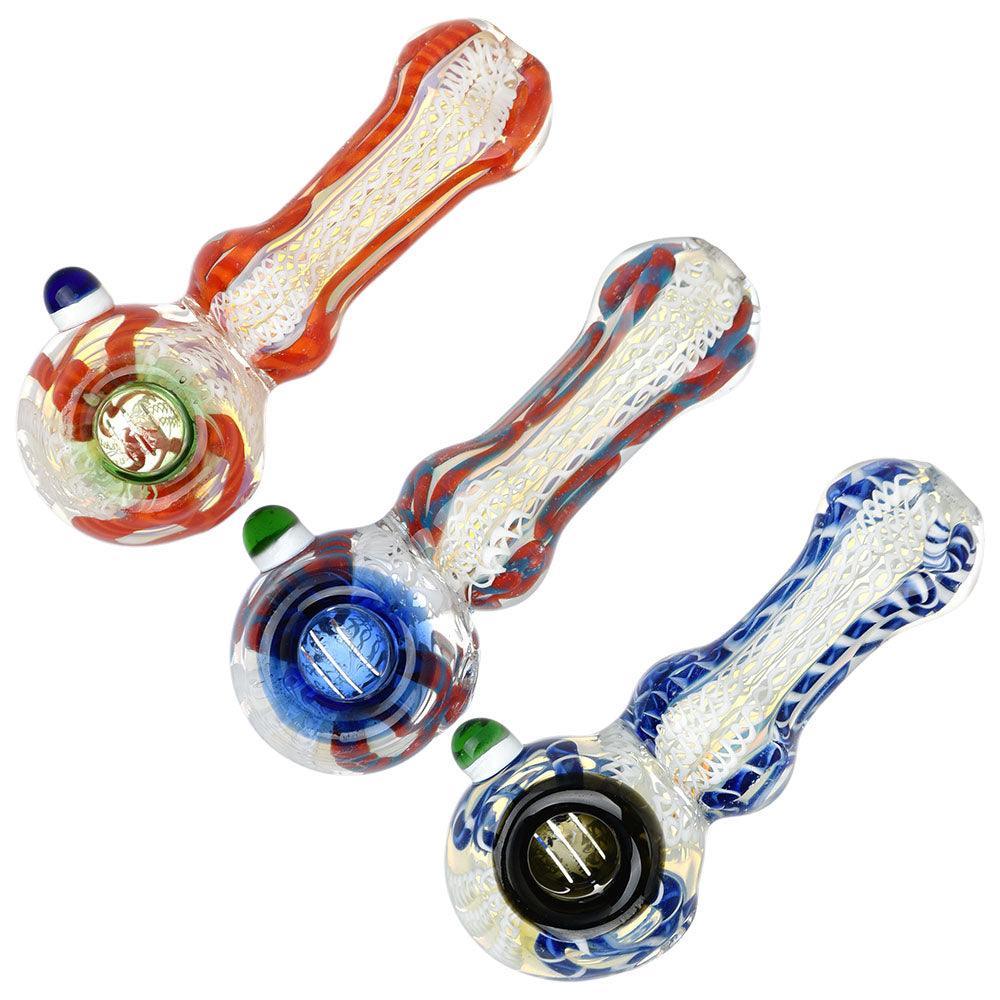 Luscious Lace Glass Spoon Pipe - 4.25" / Colors Vary - SmokeWeed.com