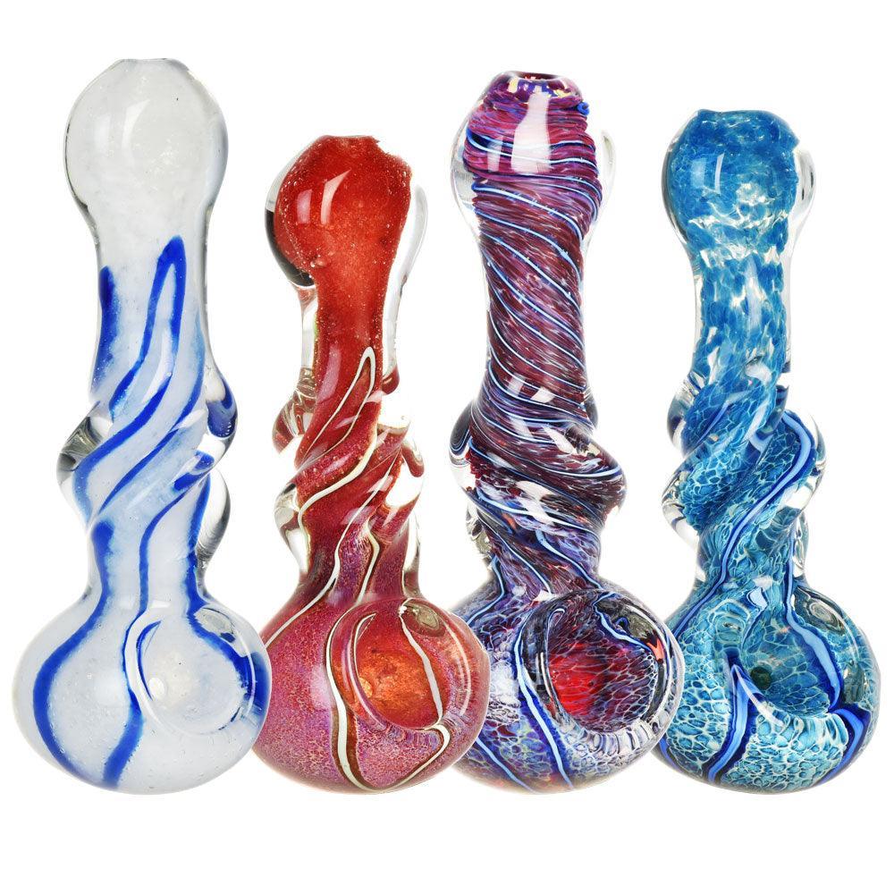 Mid Twist Marbled Spoon Pipe - 4.5" / Colors Vary - SmokeWeed.com