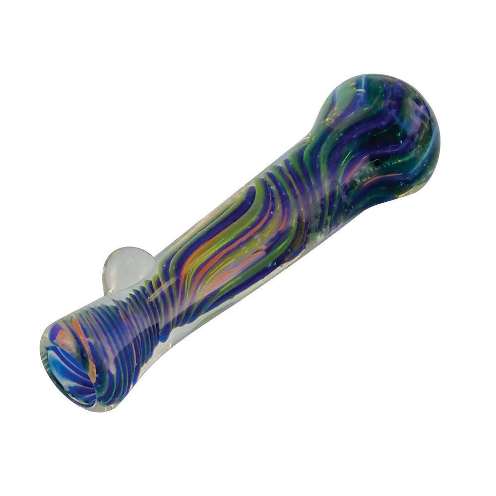 Multicolor Borosilicate Glass Chillum w/ Twists - SmokeWeed.com