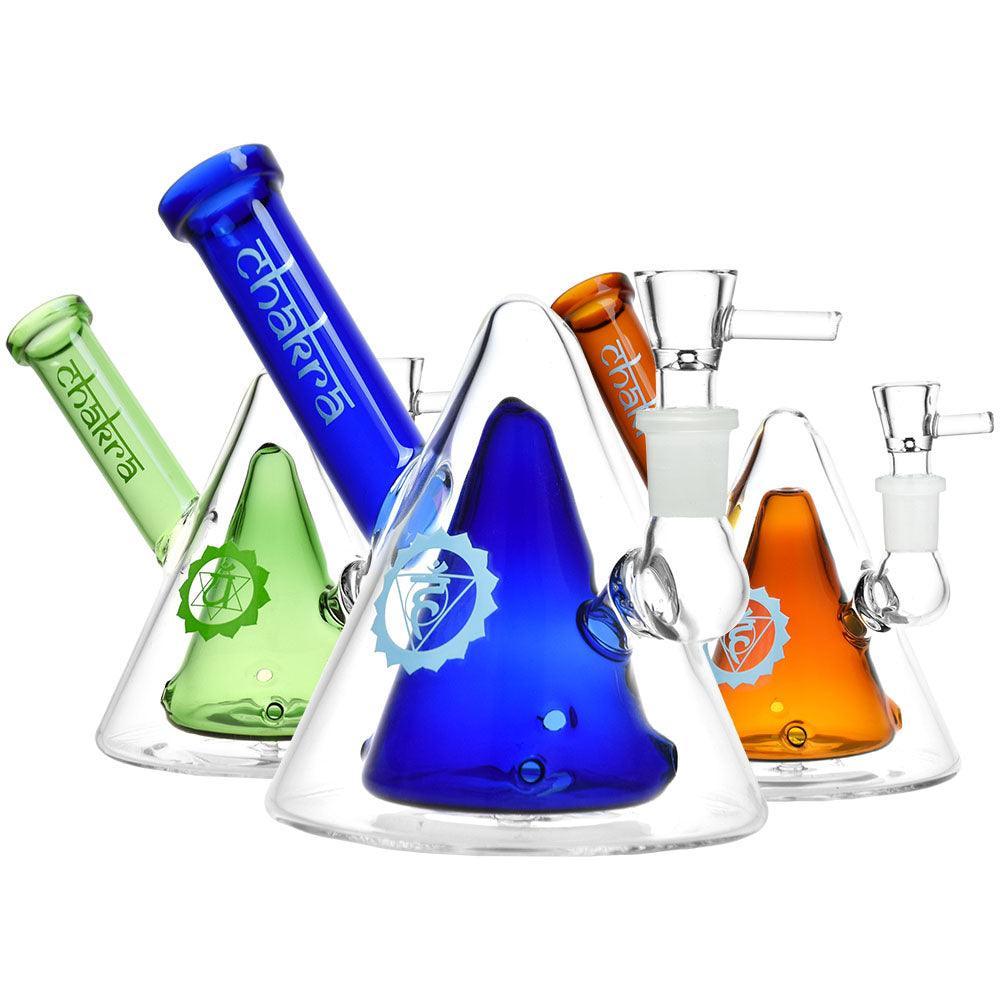 Nested Cones Chakra Glass Water Pipe - 5.5" / Colors Vary - SmokeWeed.com
