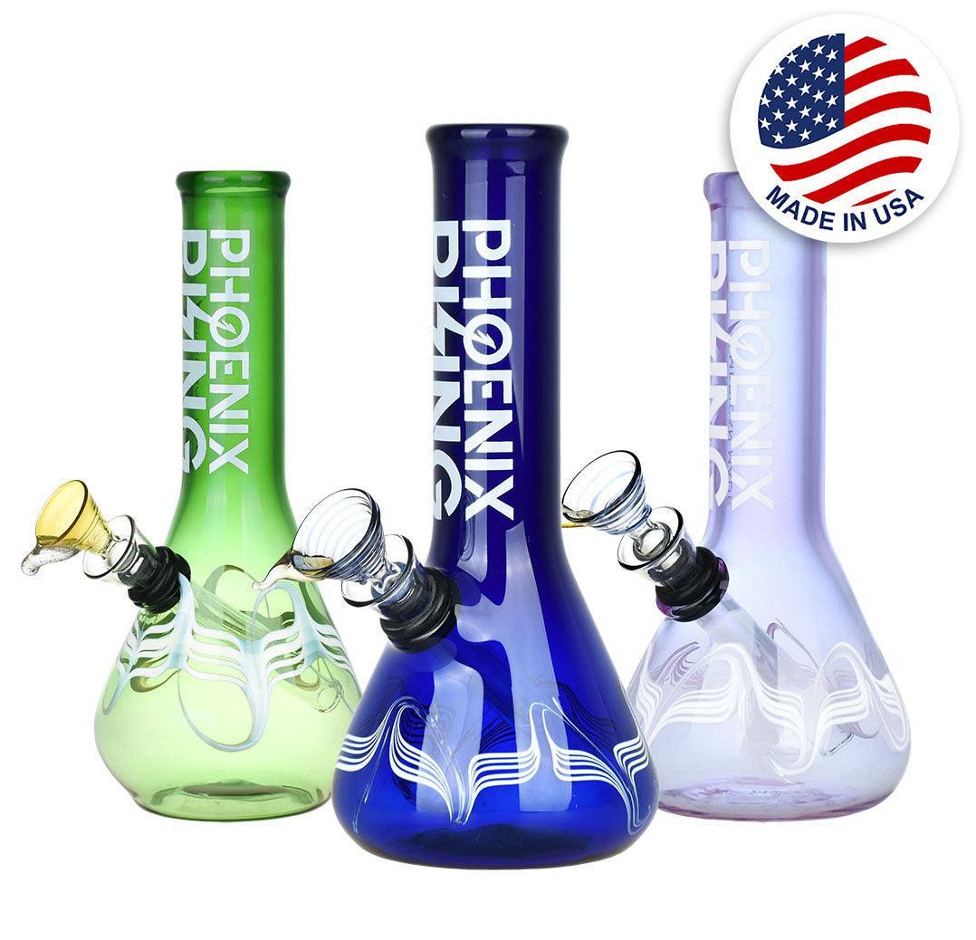 Phoenix Rising Beaker Base Water Pipe - 7"/Colors Vary - SmokeWeed.com
