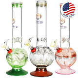 Phoenix Rising Bubble Base Water Pipe w/ Ice Pinch - 12"/Colors Vary - SmokeWeed.com