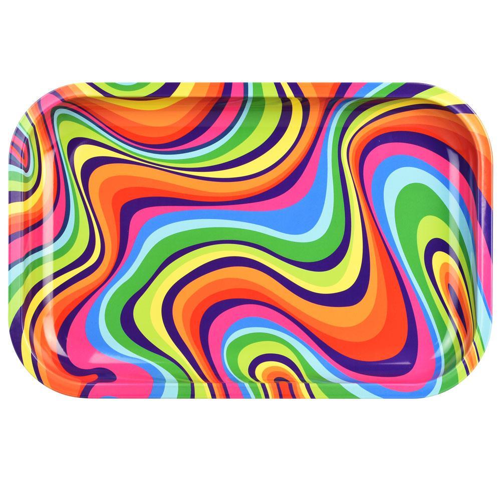 Psychedelic Rainbow Swirl Metal Rolling Tray - SmokeWeed.com
