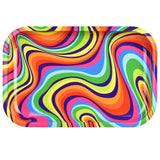 Psychedelic Rainbow Swirl Metal Rolling Tray - SmokeWeed.com
