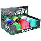 Pulsar Acrylic Grinder - 3pc / 2.25" / Assorted Colors 12PC DISPLAY - SmokeWeed.com