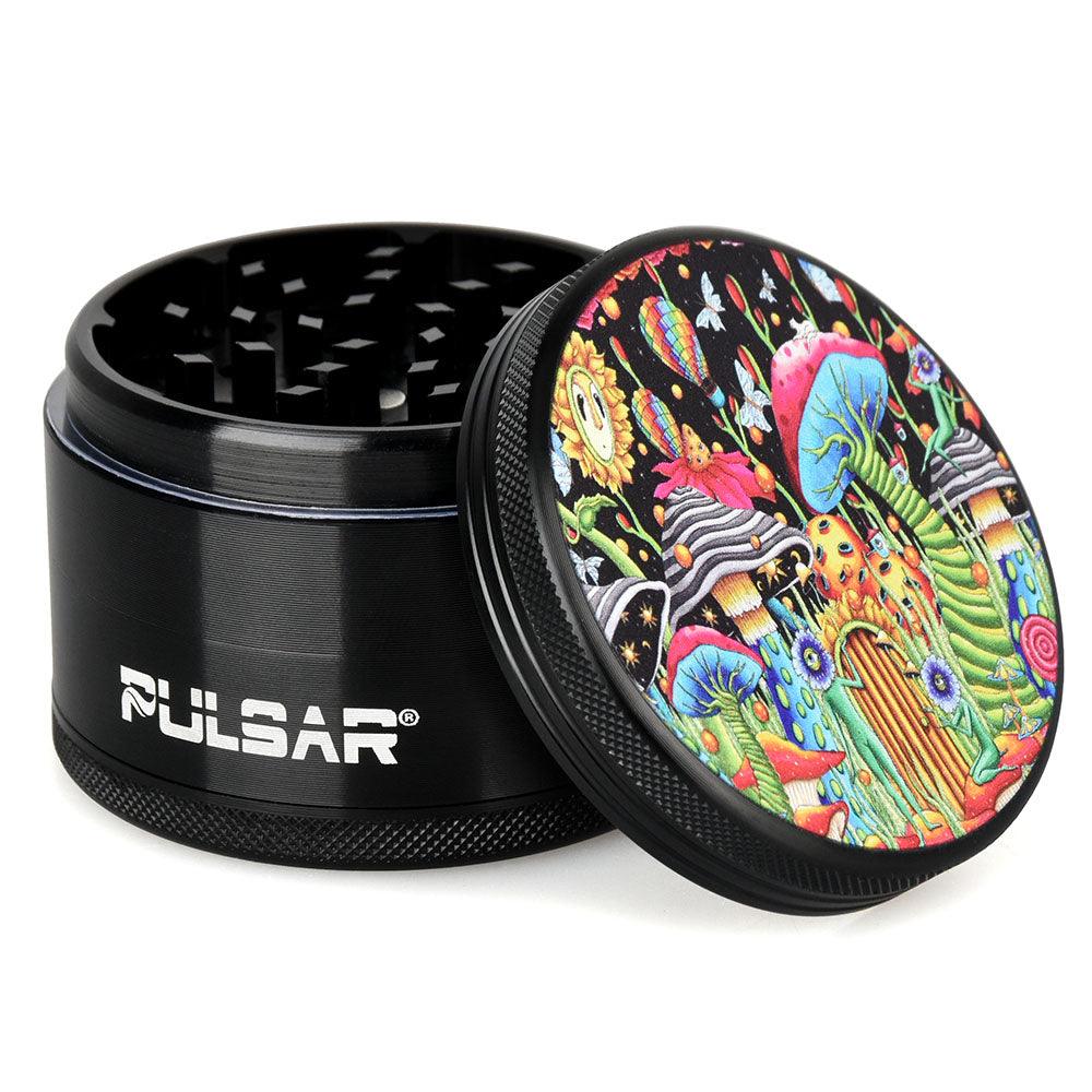 Pulsar Artist Series Metal Grinder - Garden of Cosmic Delights / 4pc / 2.5" - SmokeWeed.com