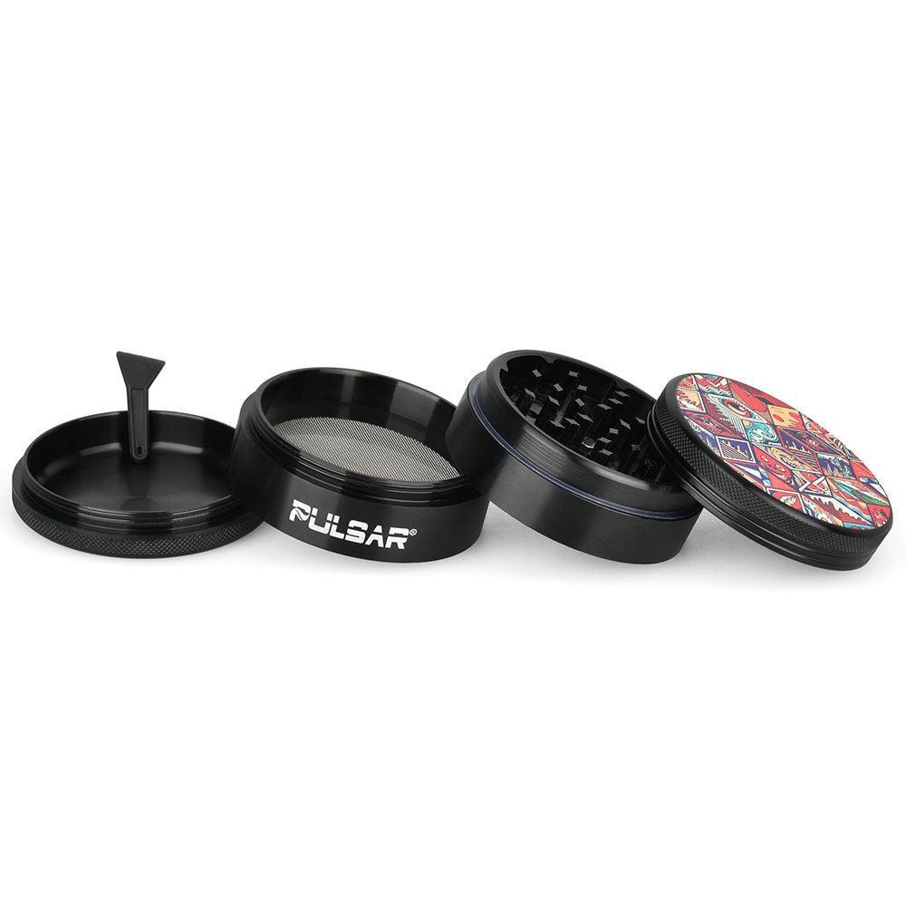Pulsar Artist Series Metal Grinder - Symbolic Tiles / 4pc / 2.5" - SmokeWeed.com