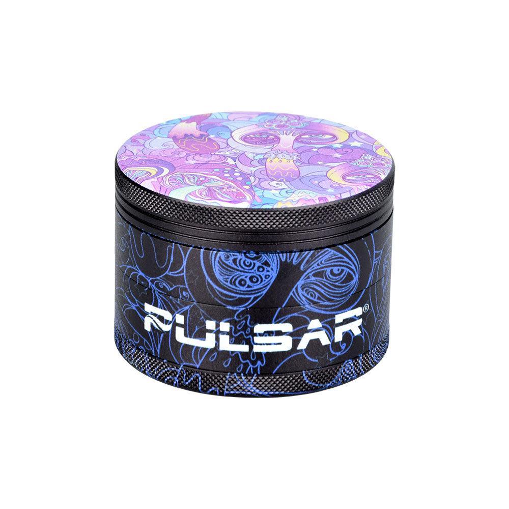 Pulsar Design Series Grinder with Side Art - Melting Mushroom / 4pc / 2.5" - SmokeWeed.com