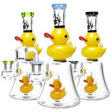 Pulsar Glass Double Duckie Rig - 7.5" / 14mm F / Colors Vary - SmokeWeed.com