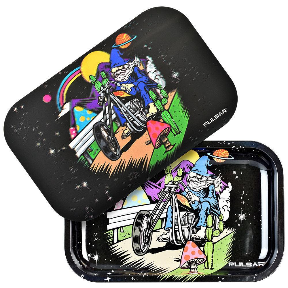 Pulsar Metal Rolling Tray w/ 3D Lid | Trippy Trip - SmokeWeed.com
