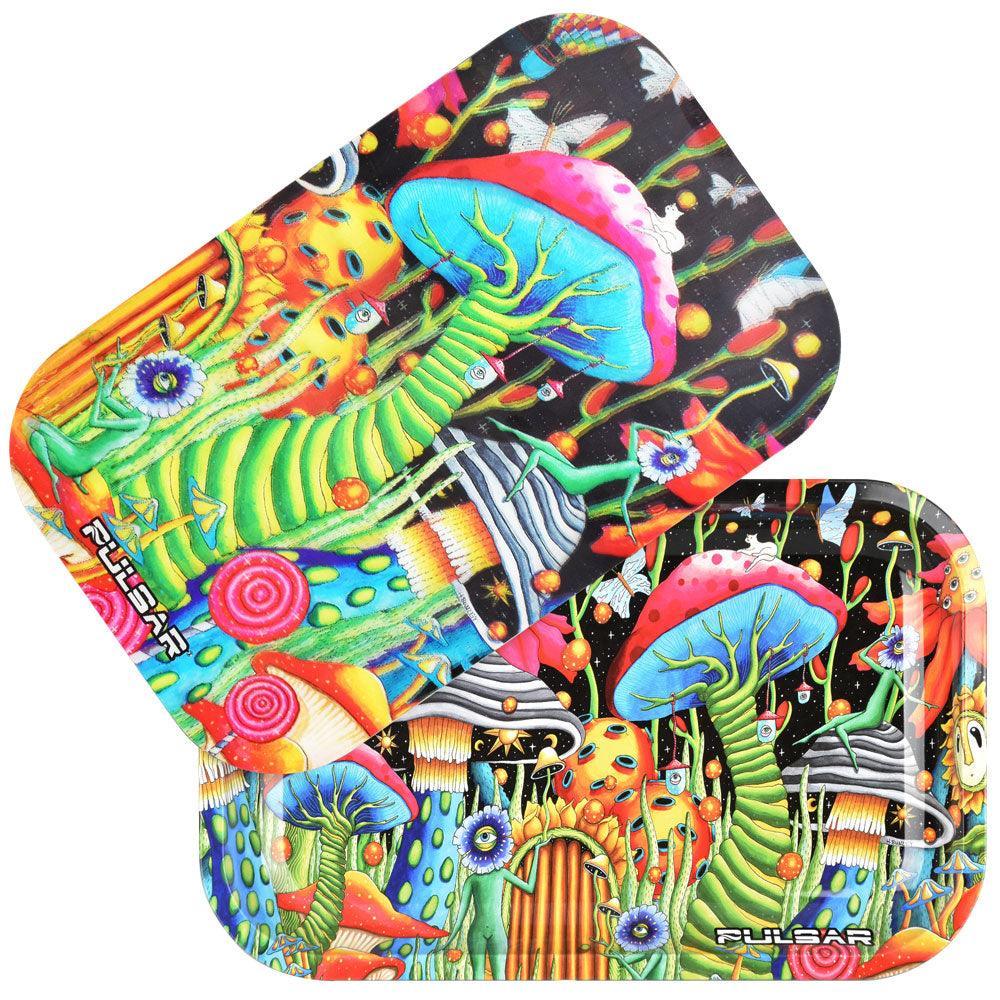 Pulsar Metal Rolling Tray W/ Lid - Garden of Cosmic Delights / 11" x 7" - SmokeWeed.com