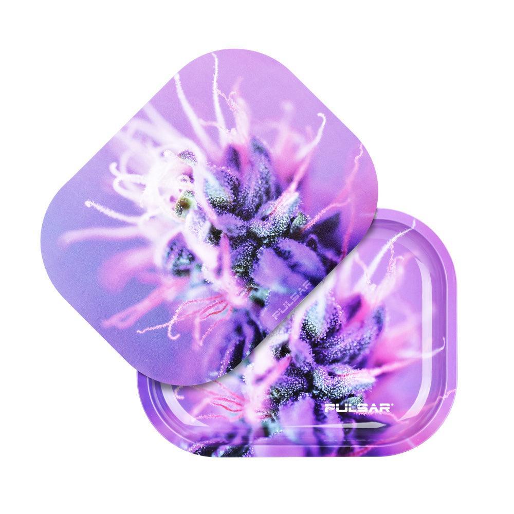 Pulsar Mini Metal Rolling Tray w/ Lid - Flowering / 7"x5.5" - SmokeWeed.com