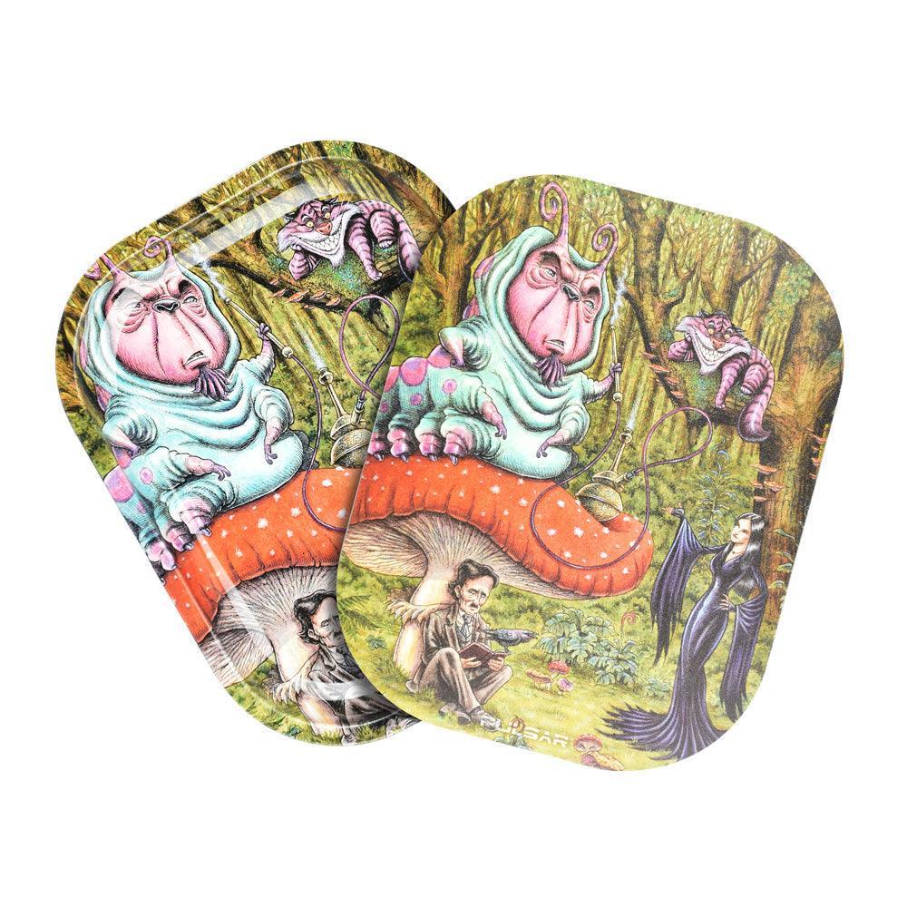 Pulsar Mini Metal Rolling Tray w/ Lid - Malice in Wonderland / 7"x5.5" - SmokeWeed.com
