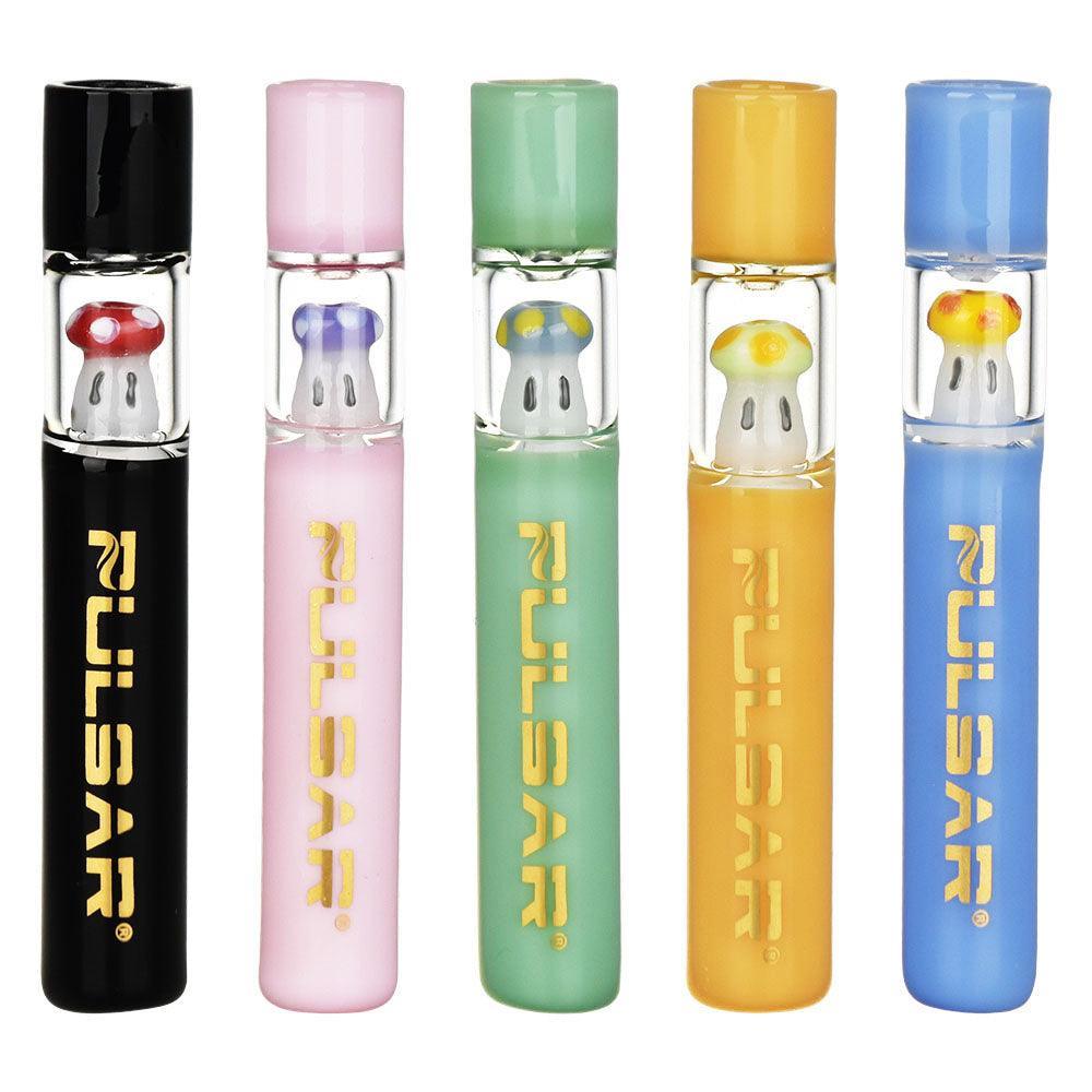 Pulsar Mini-Mushroom One Hitter | 4" | Assorted Colors | 5pc Set - SmokeWeed.com