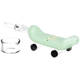 Pulsar Rolling Skateboard Dab Straw & Dish | Quartz Tip | 7.75" - SmokeWeed.com