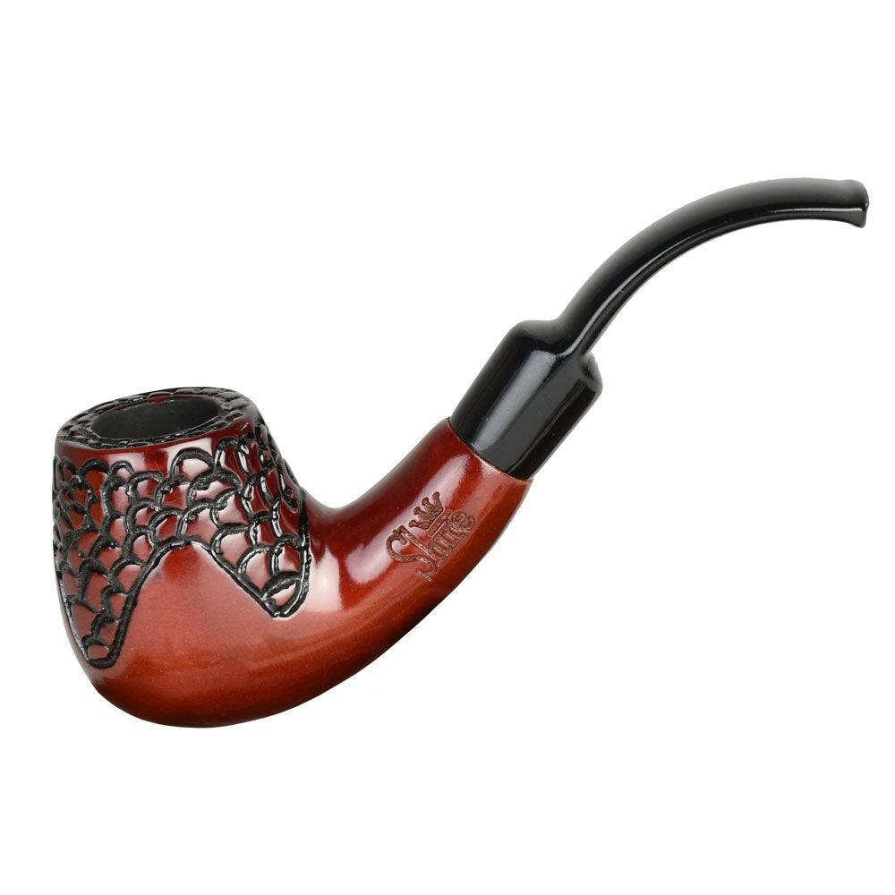 Pulsar Shire Pipes Engraved Bent Brandy Cherry Wood - 5.5" - SmokeWeed.com