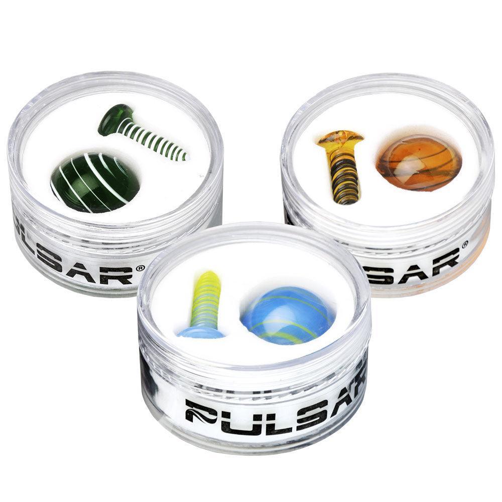 Pulsar Terp Slurper Screw & Marble Set - 2pc / Colors Vary - SmokeWeed.com