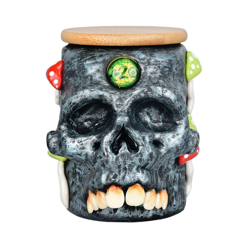 Pulsar Third Eye Shroom Skull Glass Jar - 4.25" - SmokeWeed.com