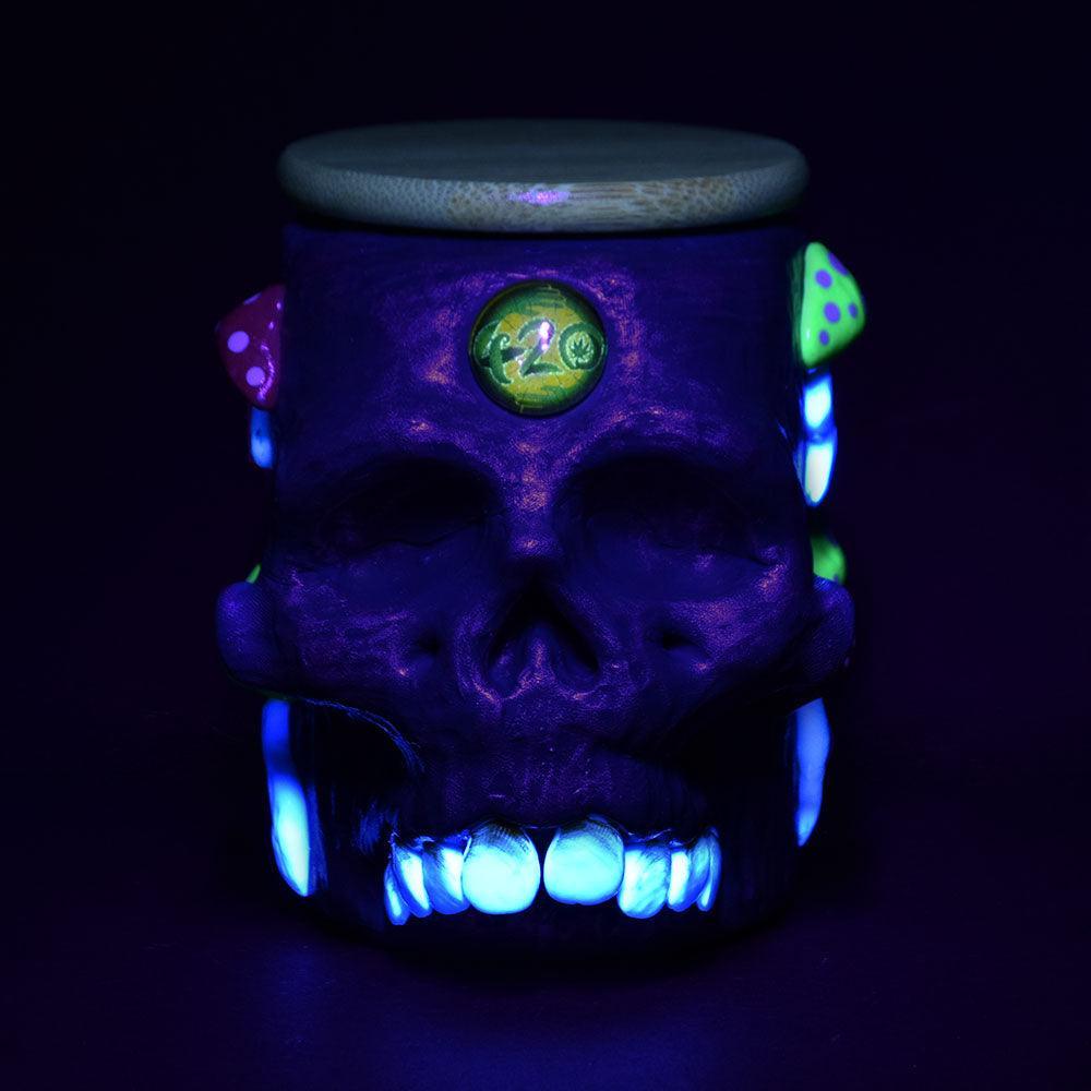 Pulsar Third Eye Shroom Skull Glass Jar - 4.25" - SmokeWeed.com