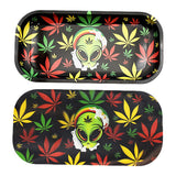 Rasta Alien Rolling Tray w/ 3D Magnetic Cover - 8.25"x4" - SmokeWeed.com