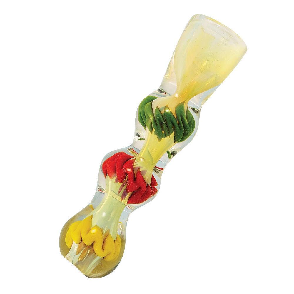 Rasta Color Glass Chillum Pipe - SmokeWeed.com