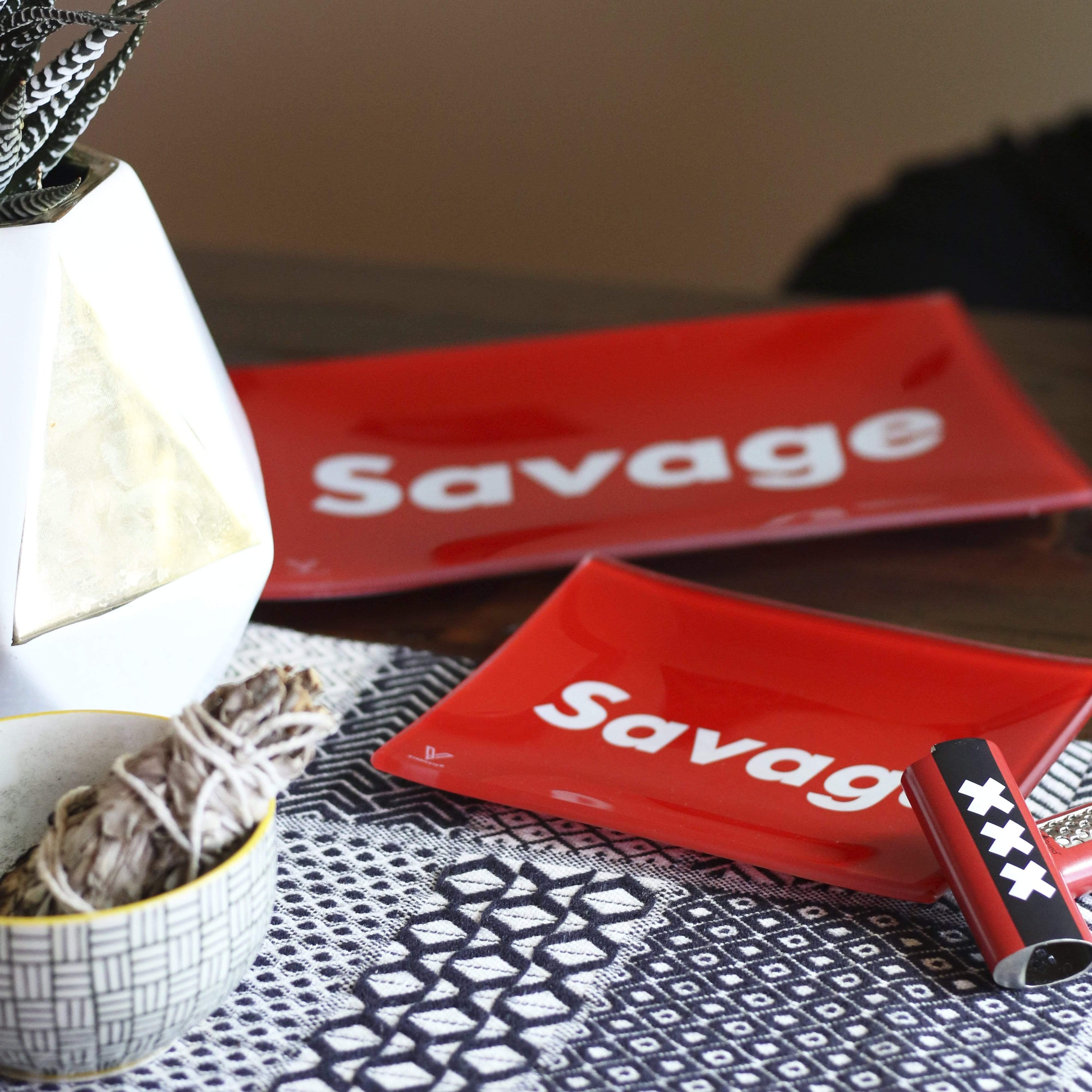 Savage Glass Rollin' Tray - SmokeWeed.com