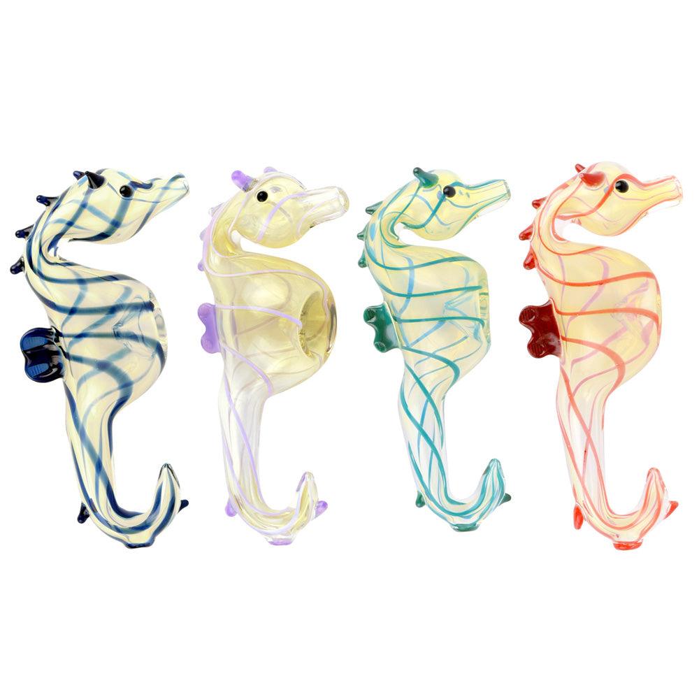 Seahorse Glass Hand Pipe - 4.75" / Colors Vary - SmokeWeed.com