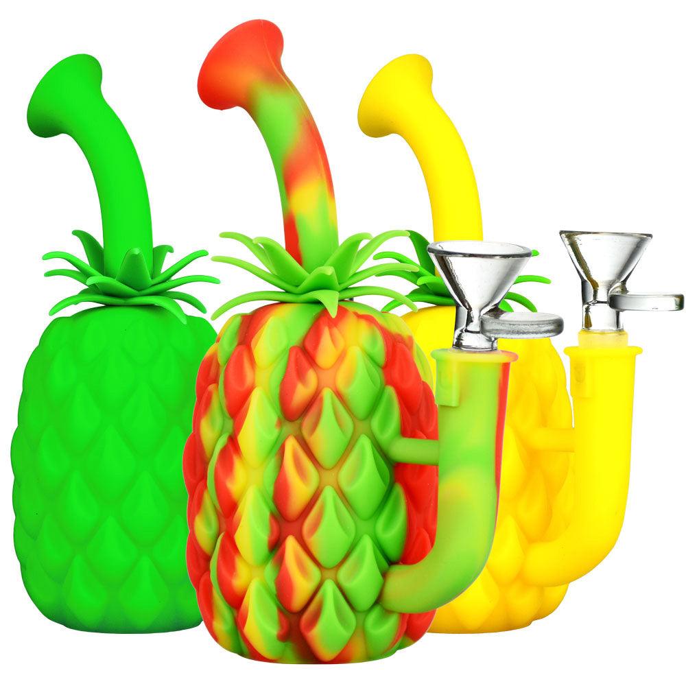 Silicone Pineapple Water Pipe - 7" / 14mm F / Colors Vary - SmokeWeed.com