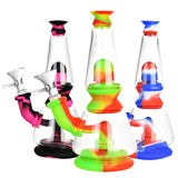 Silicone/Glass Dual Chamber Water Pipe-7.25"/14mm F/Clrs Vary - SmokeWeed.com