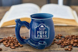 Sip Puff Pass mug - Blue with white letters - SmokeWeed.com