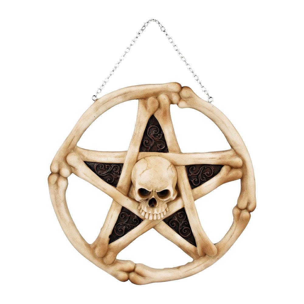 Skeletal Pentacle Skull & Bones Hanging Wall Decor - 8.5" - SmokeWeed.com