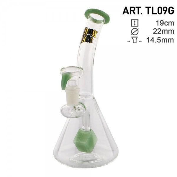 Thug Life | 7" Cube Perc Green Glass Water Pipe - SmokeWeed.com