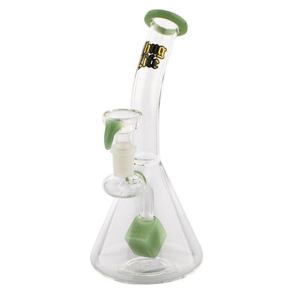 Thug Life | 7" Cube Perc Green Glass Water Pipe - SmokeWeed.com