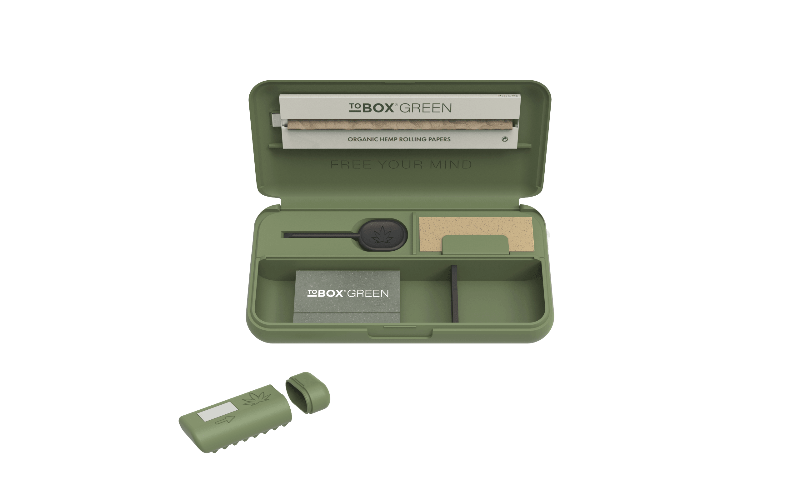 Tobox Green All-In-One Pocket Size Smell-Proof Stash Box Rolling Kit - SmokeWeed.com