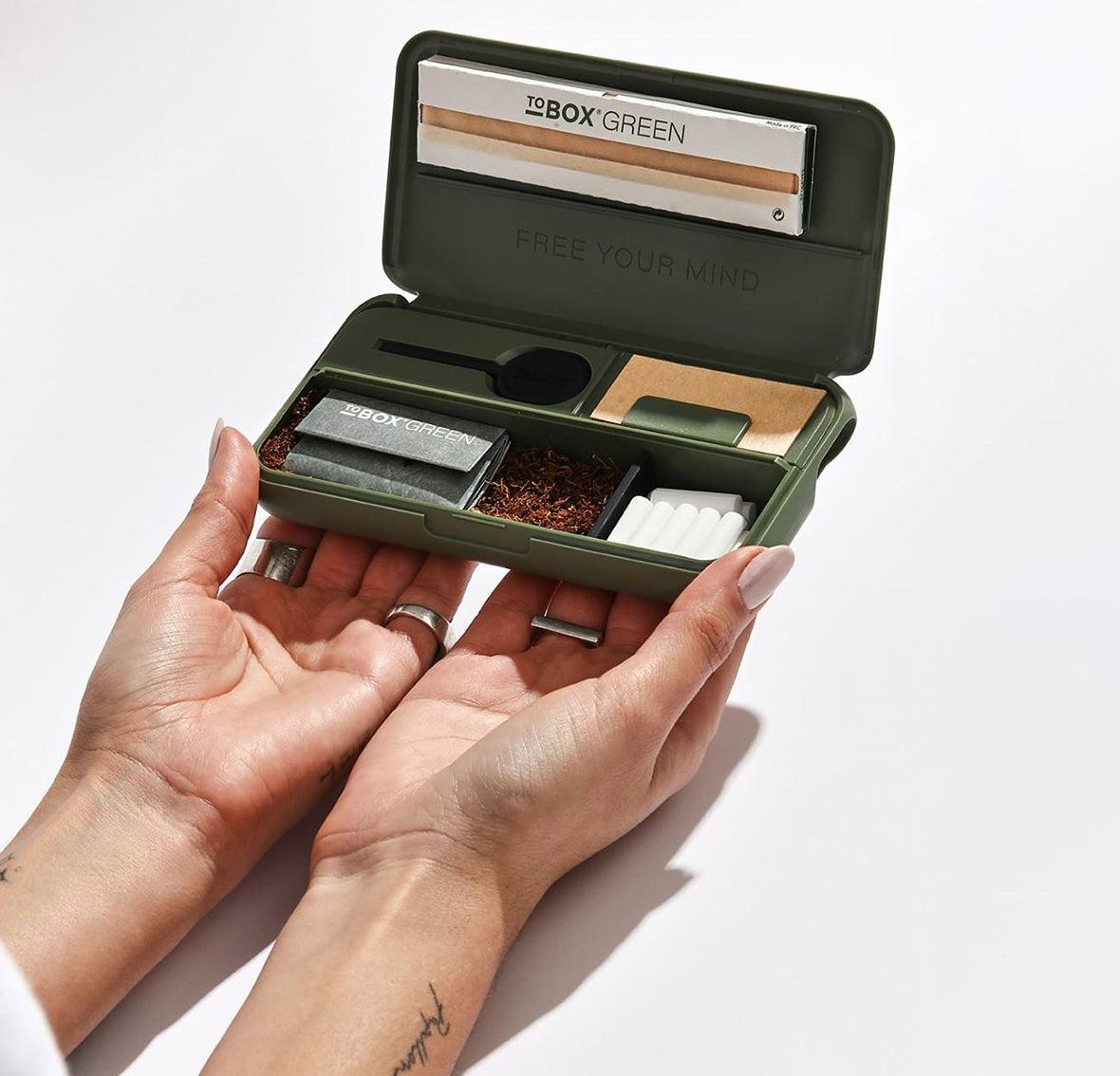 Tobox Green All-In-One Pocket Size Smell-Proof Stash Box Rolling Kit - SmokeWeed.com