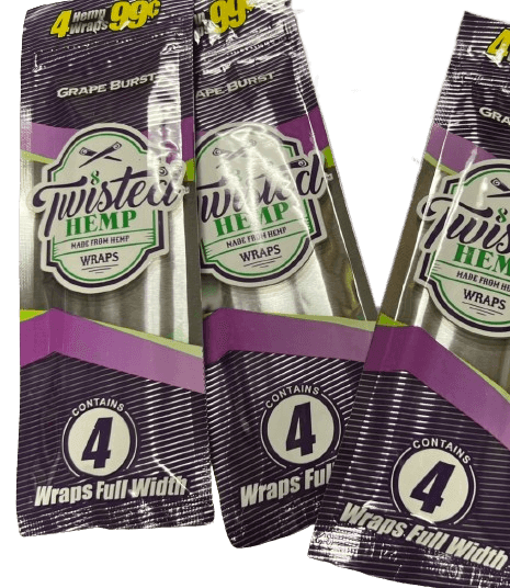 Twisted Hemp Organic Natural 4 Wraps Per Pack Grape Flavor (3 Count) - SmokeWeed.com