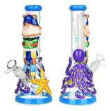 Under The Sea 3D Painted Beaker Water Pipe - 10"/14mm F - SmokeWeed.com