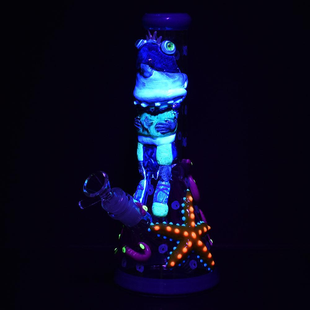 Under The Sea 3D Painted Beaker Water Pipe - 10"/14mm F - SmokeWeed.com