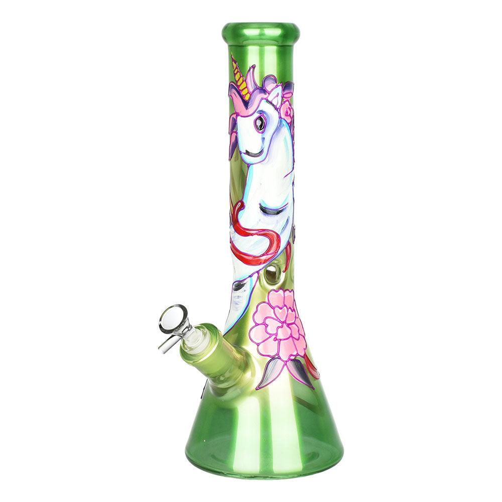 Unicorn Glow Beaker Water Pipe | 13.5" | 14mm F - SmokeWeed.com